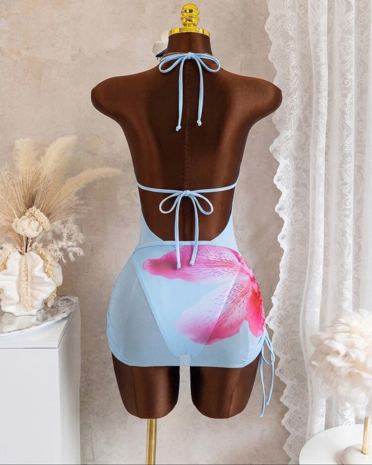 Traje de baño celeste entero