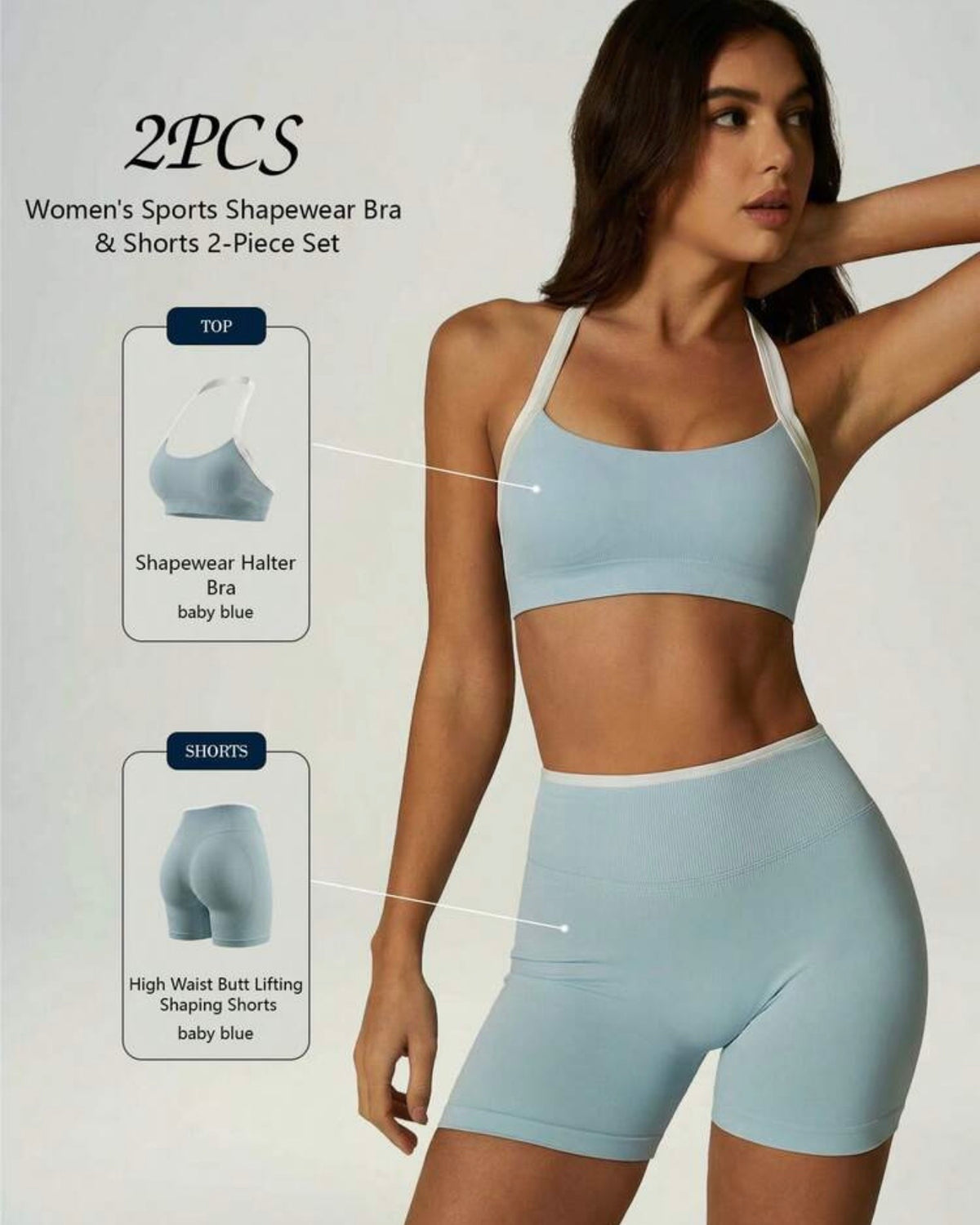 Conjunto deportivo celeste top y licra