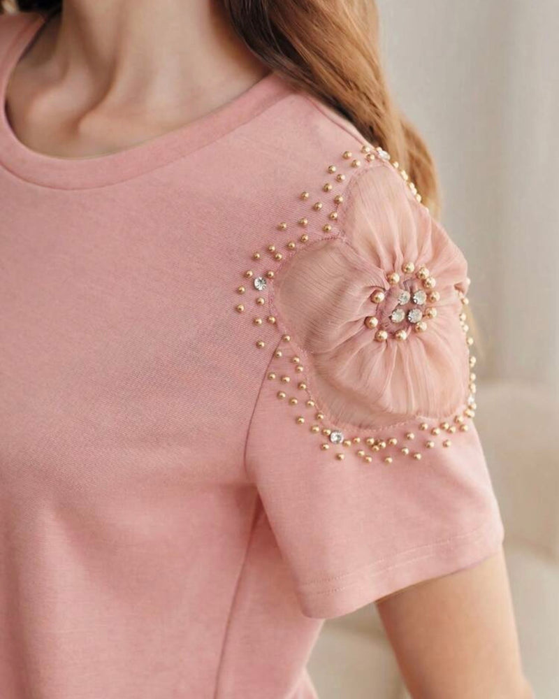 Blusa palo rosa con detalle en mangas