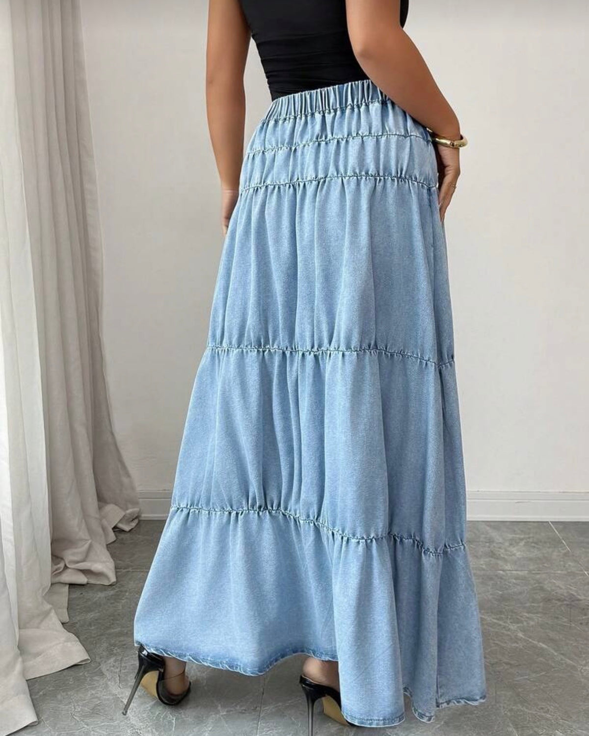 Falda de mezclilla larga