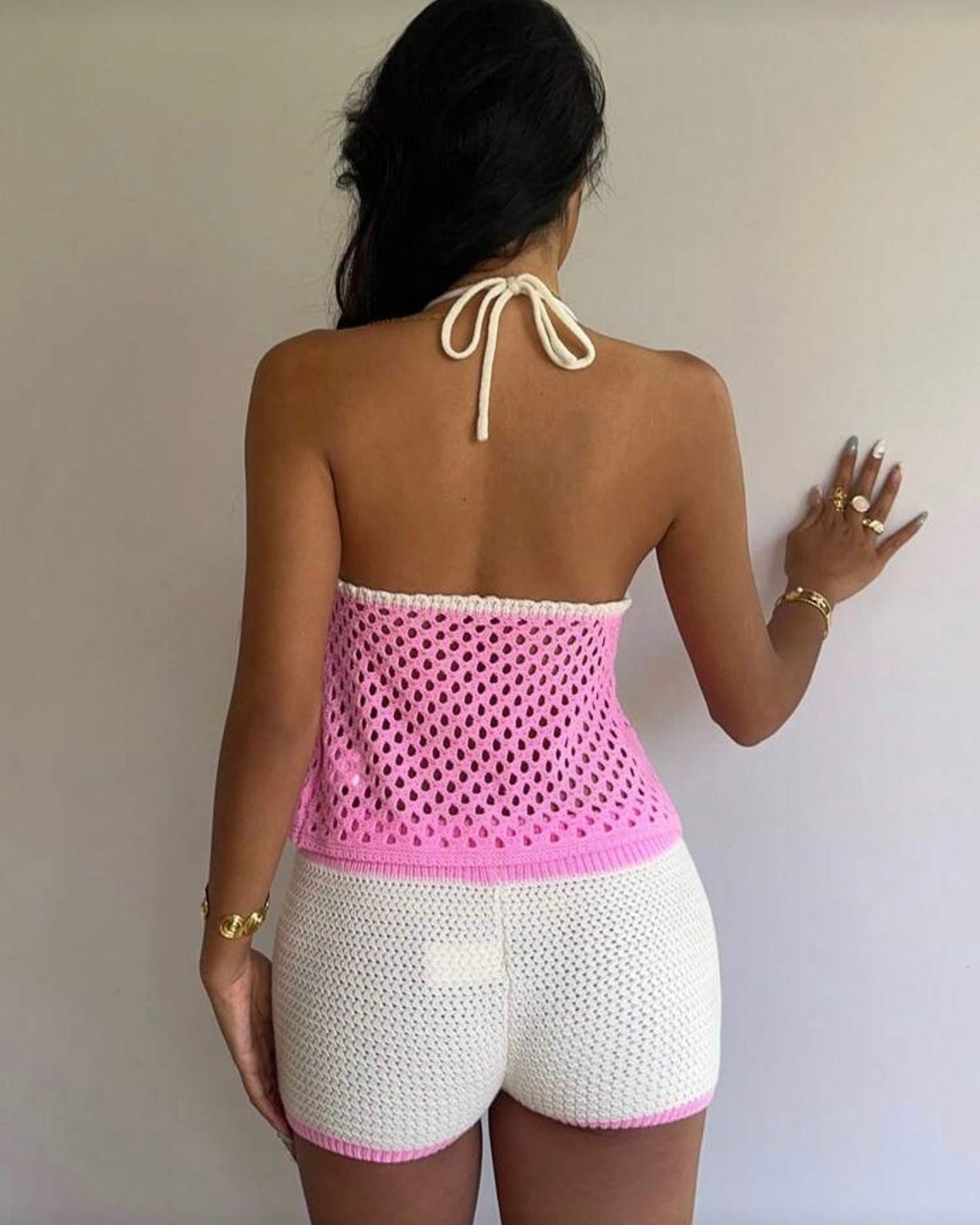 Conjunto rosa playero