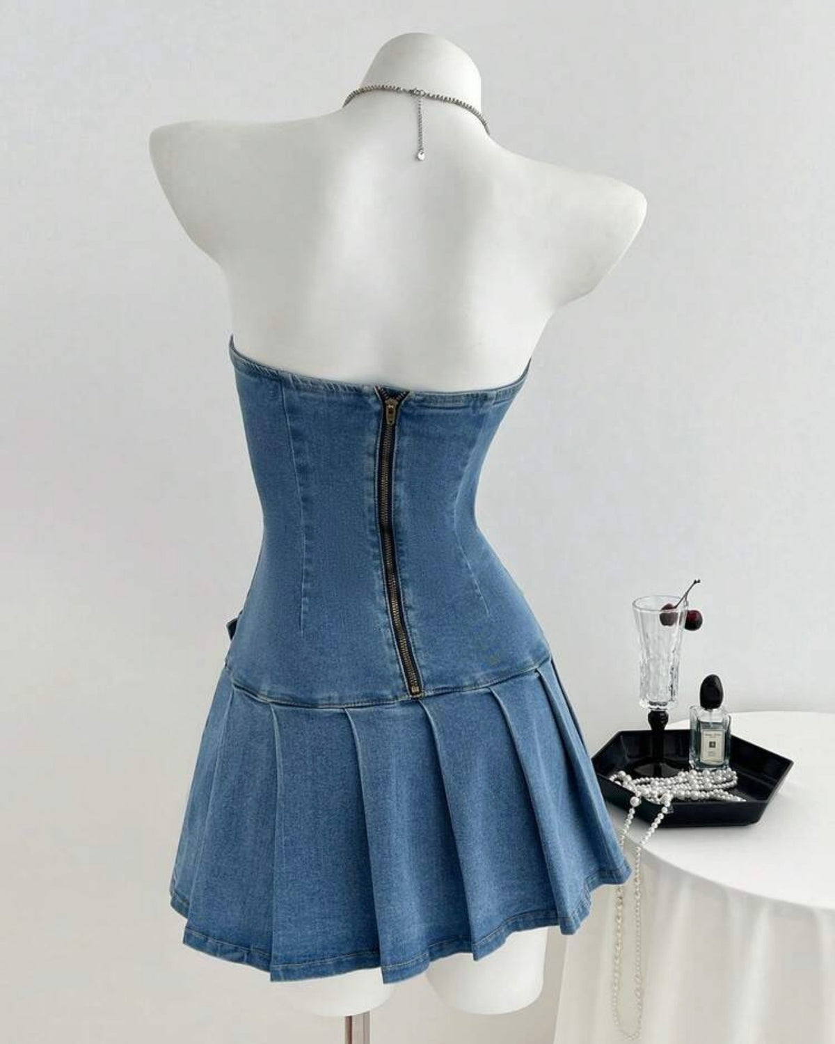 Vestido straple de mezclilla