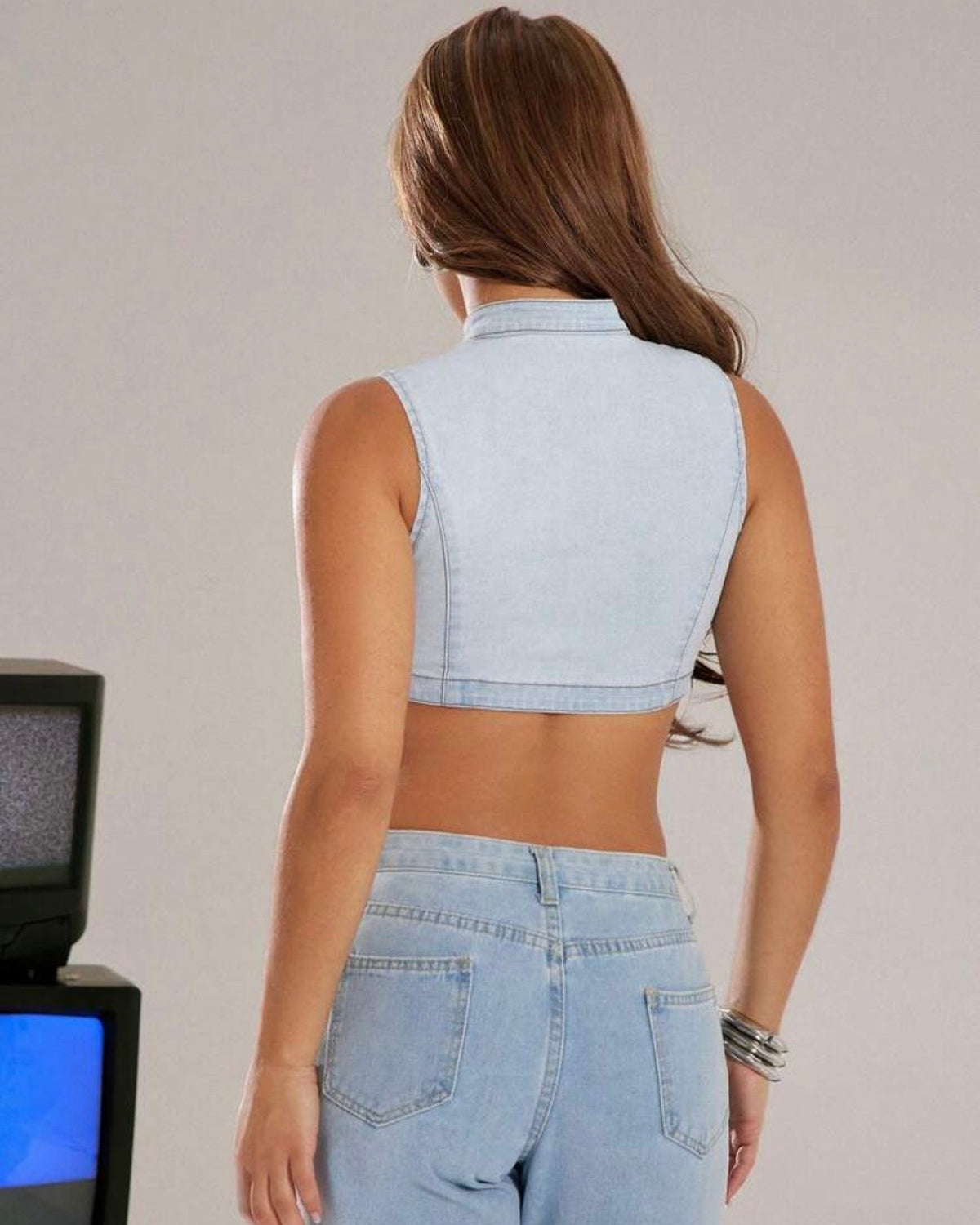 Top Denim de amarrar