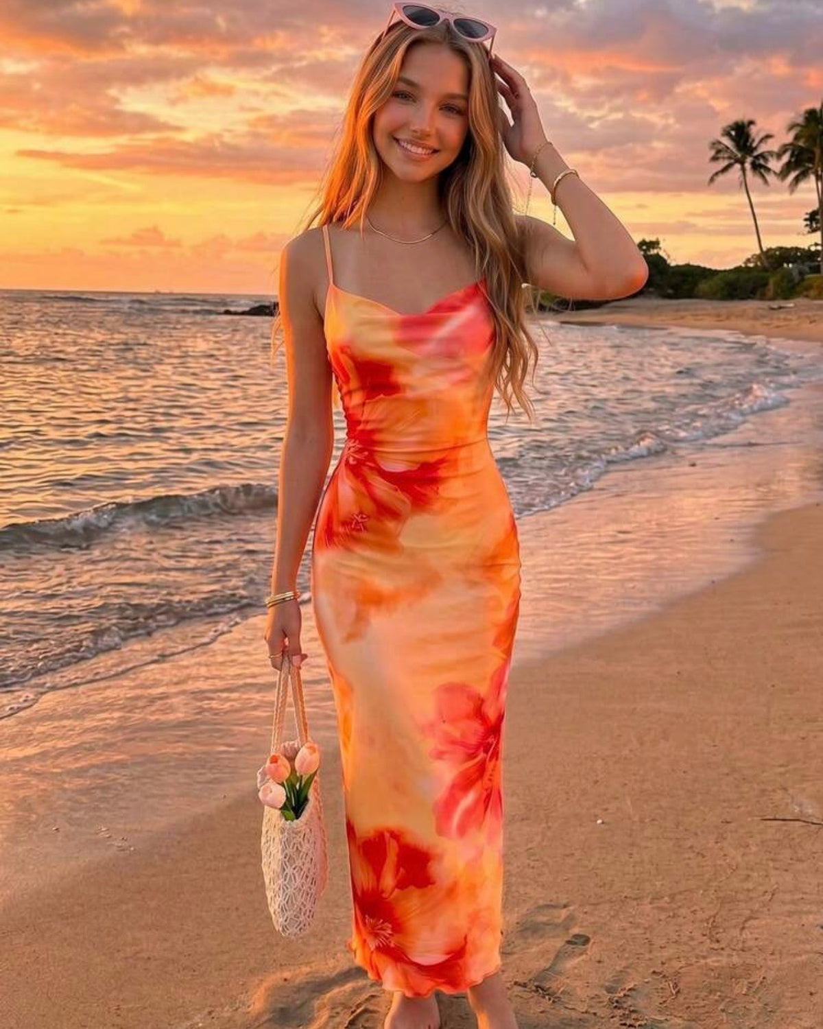 Vestido naranja playero