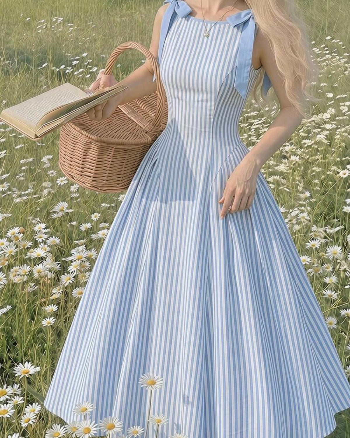 Vestido celeste de rayas