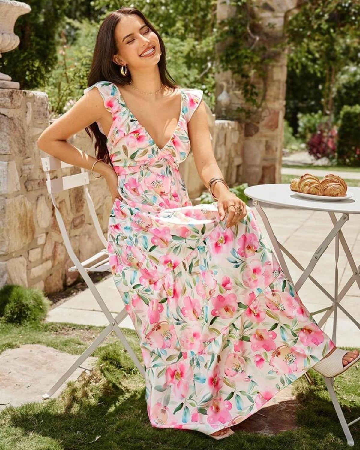 Vestido floreado largo