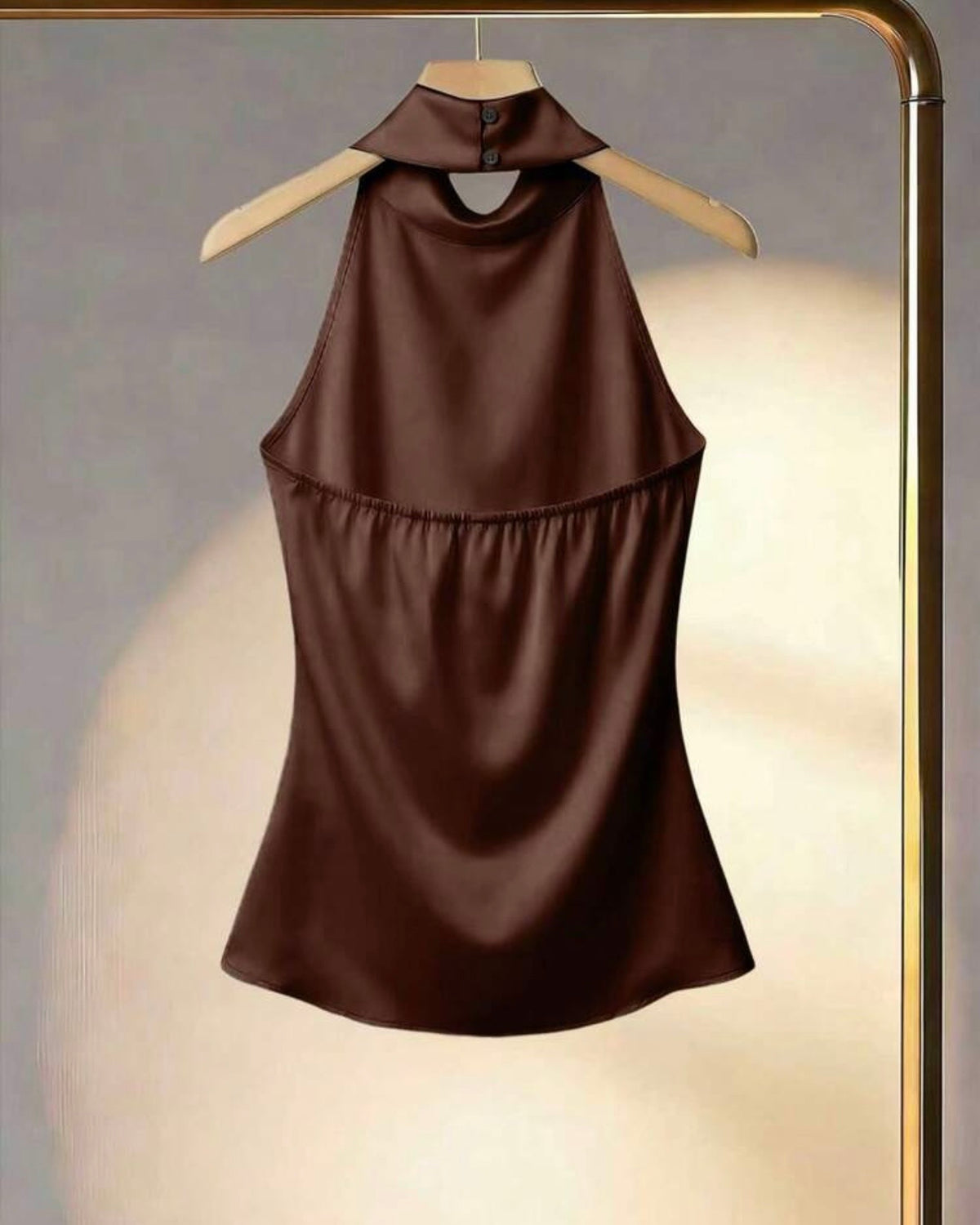 Blusa satinada café