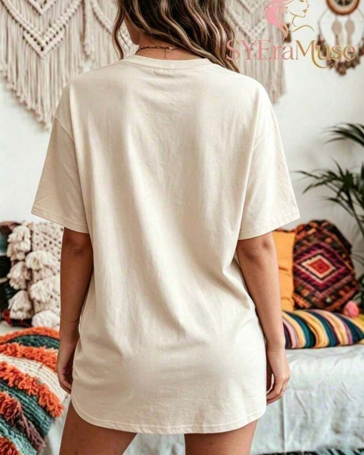 Camisa beige con estampado