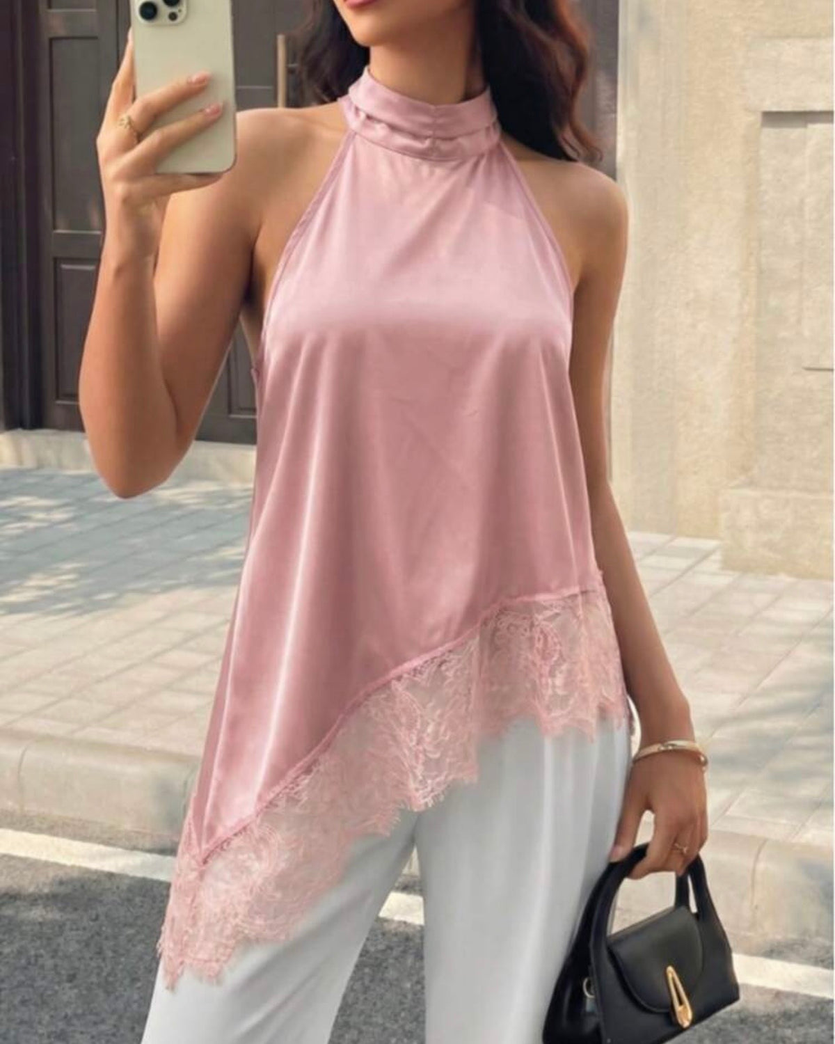 Blusa asimétrica rosa