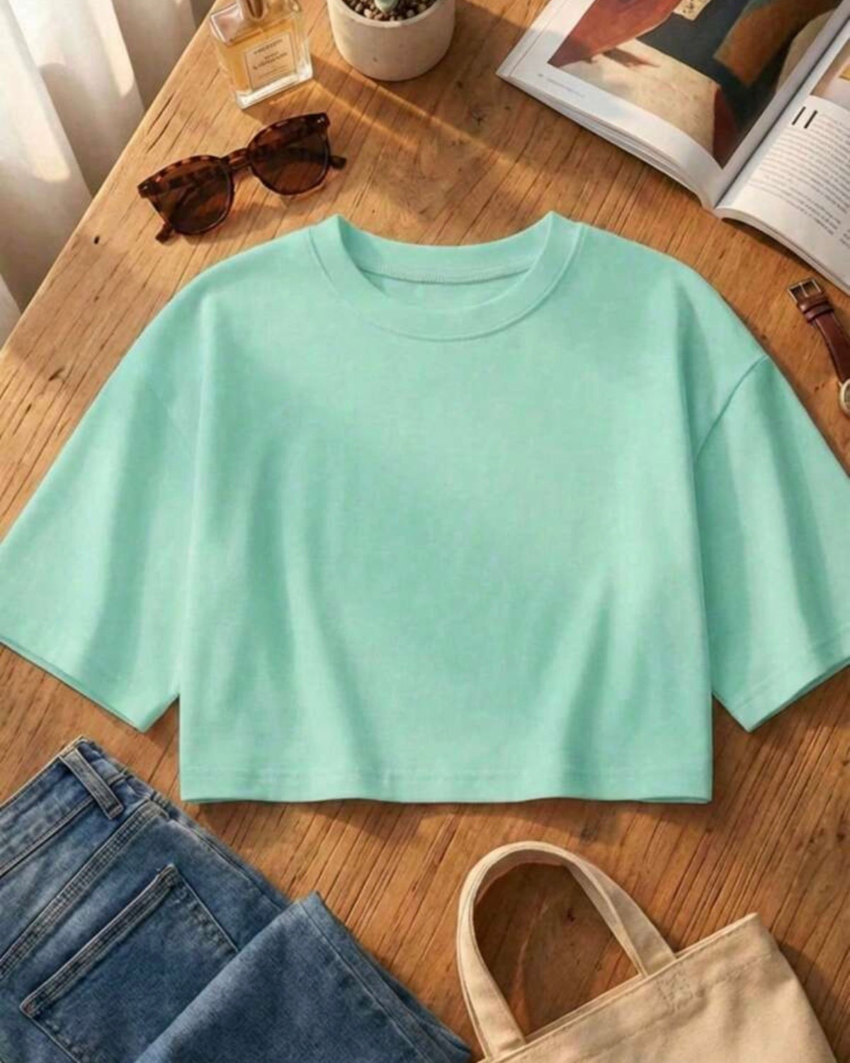 Camisa corta cuello redondo