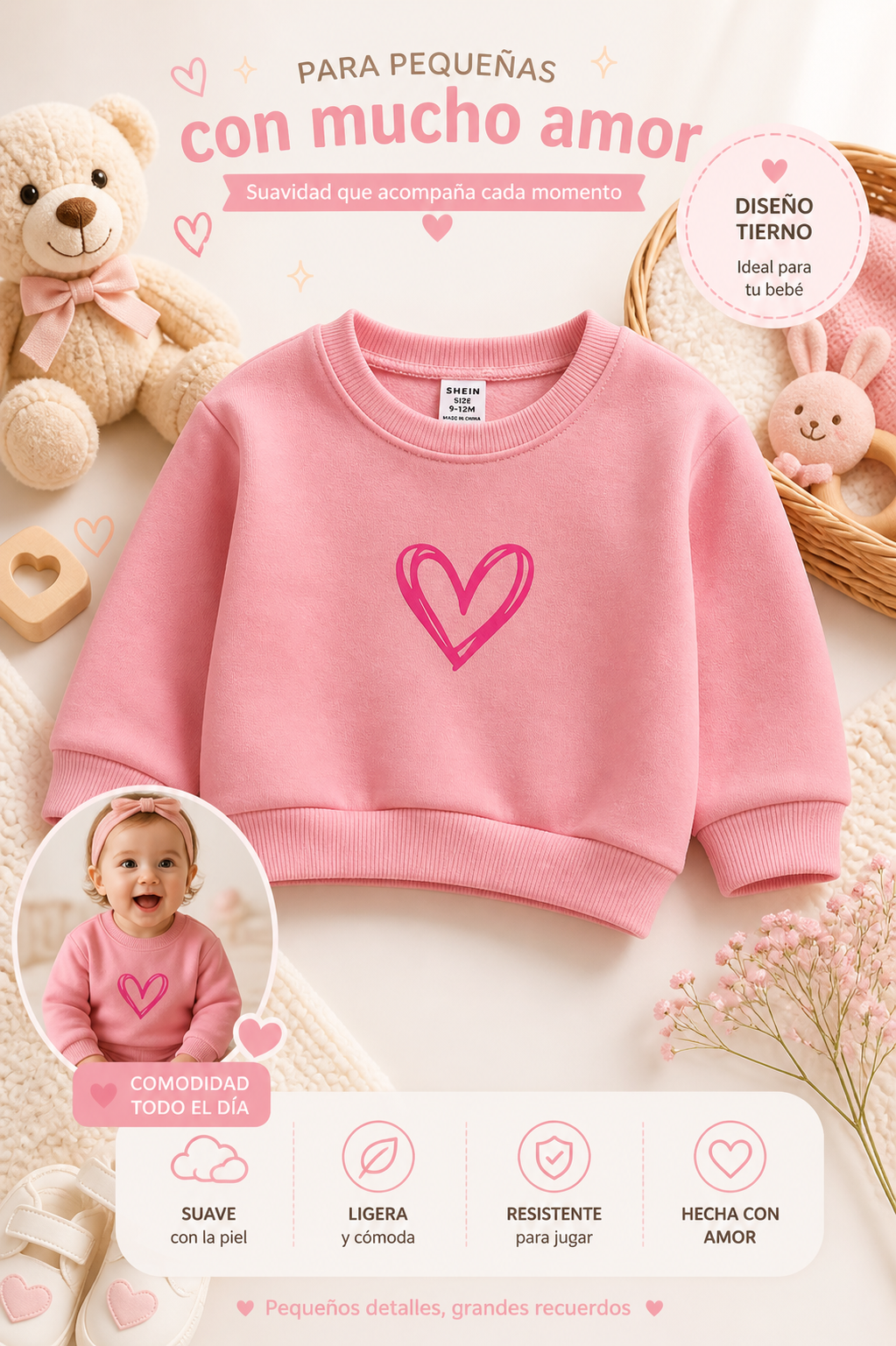 Suéter rosa de bebé