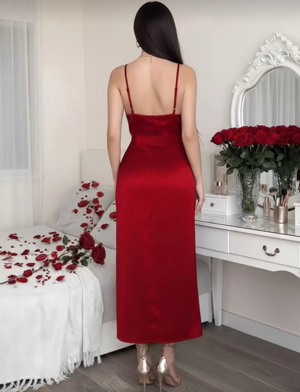 Vestido rojo de satin