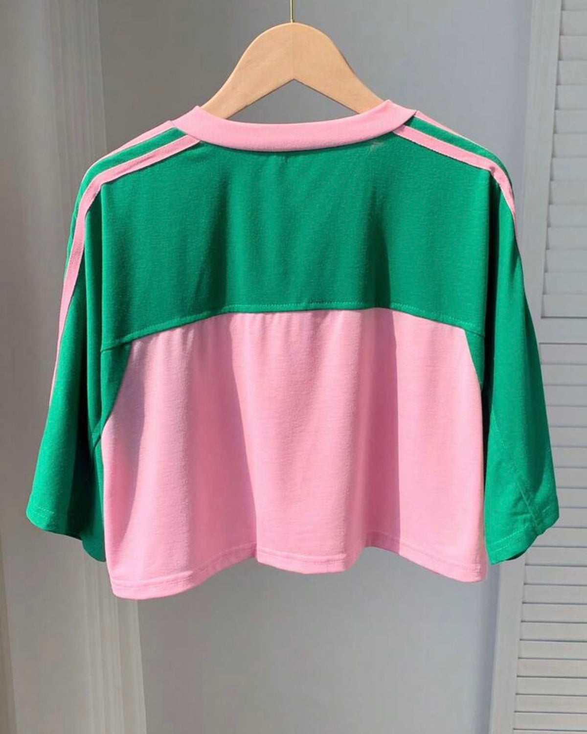 Camisa corta rosado+verde