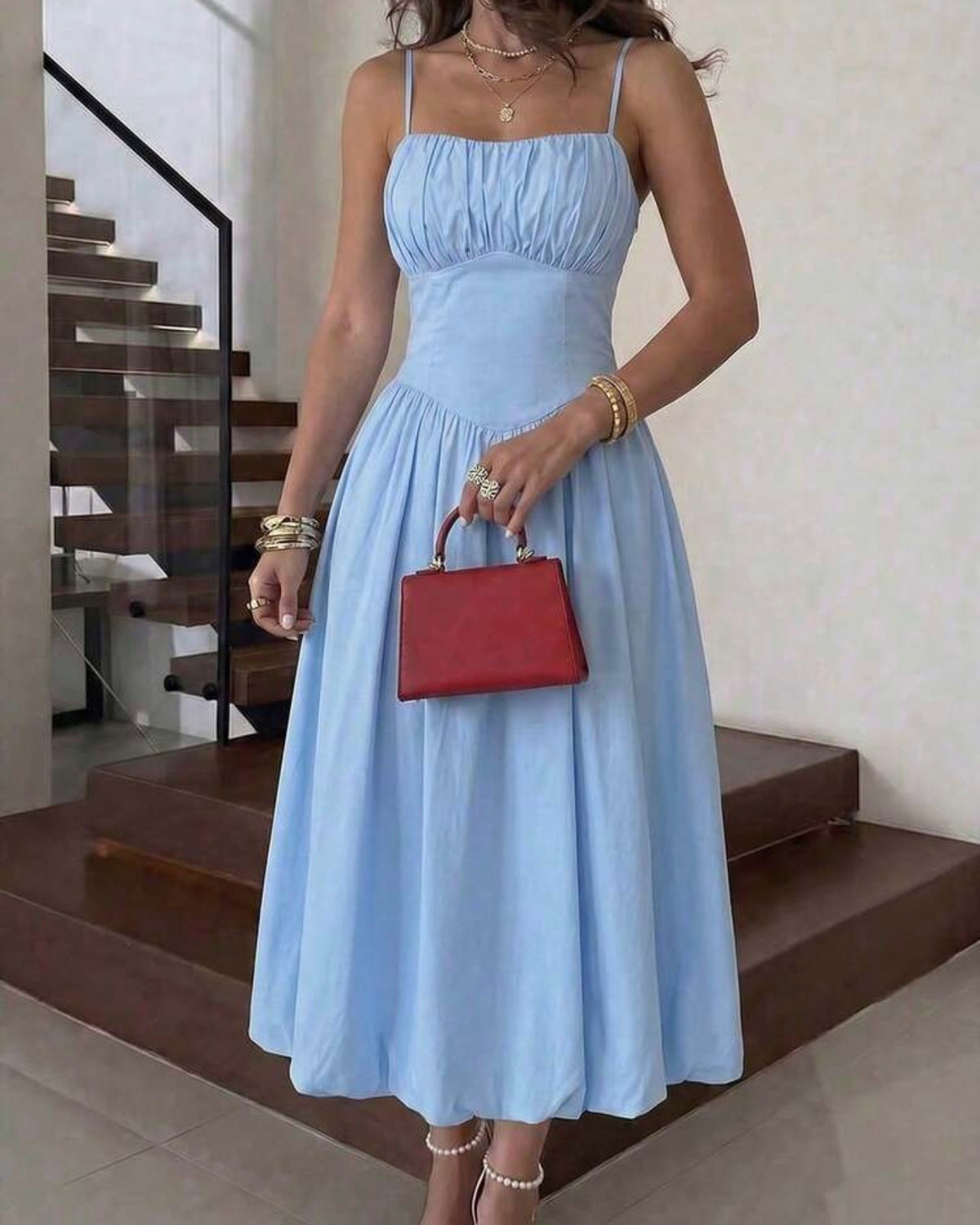 Vestido celeste tirantes mido