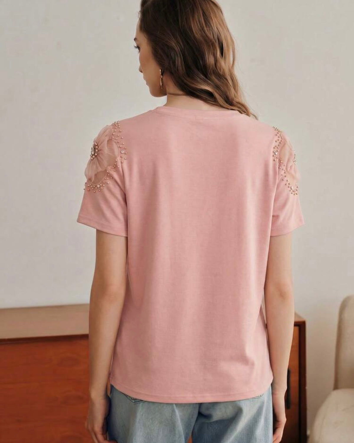 Blusa palo rosa con detalle en mangas