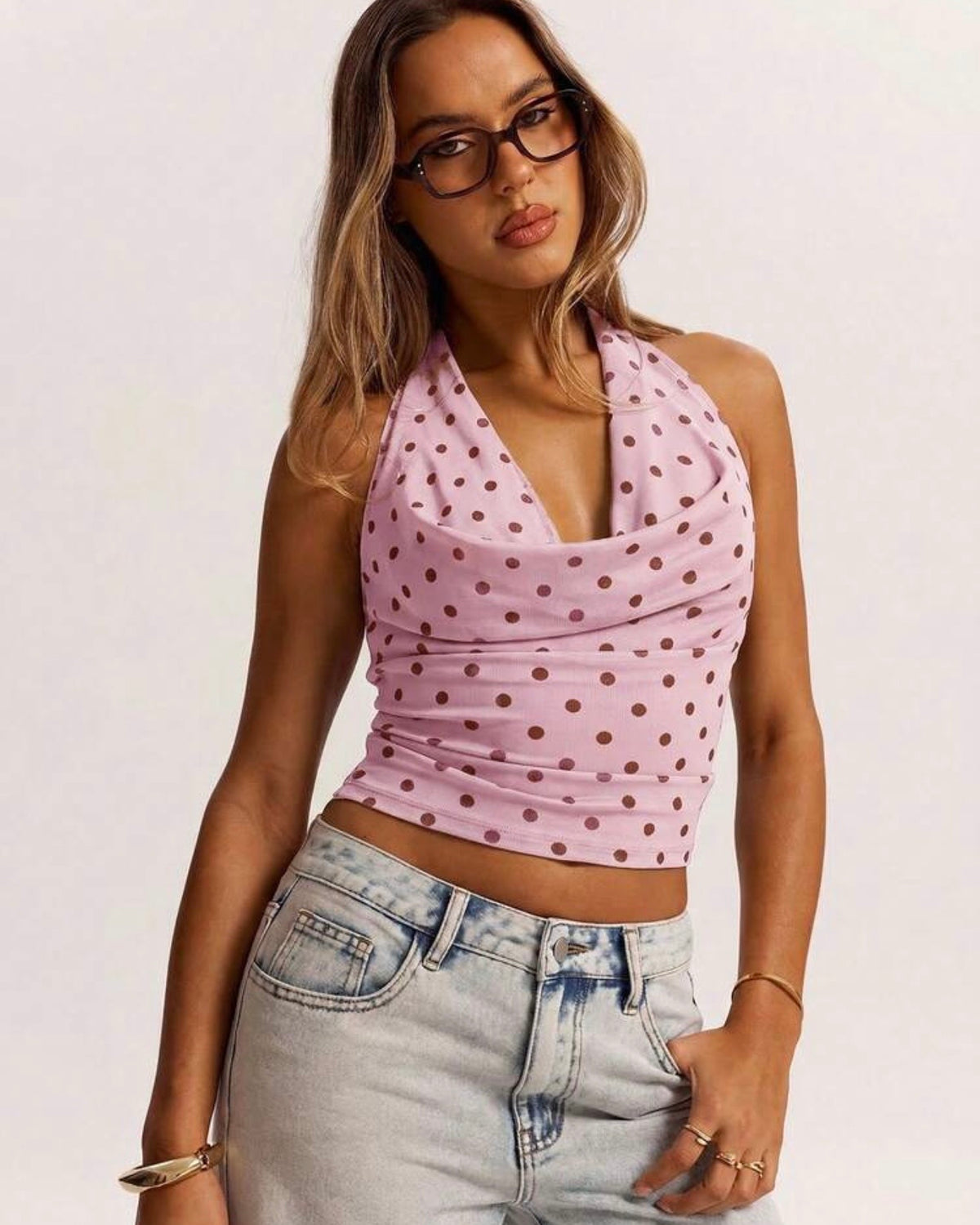 Blusa beige de puntos