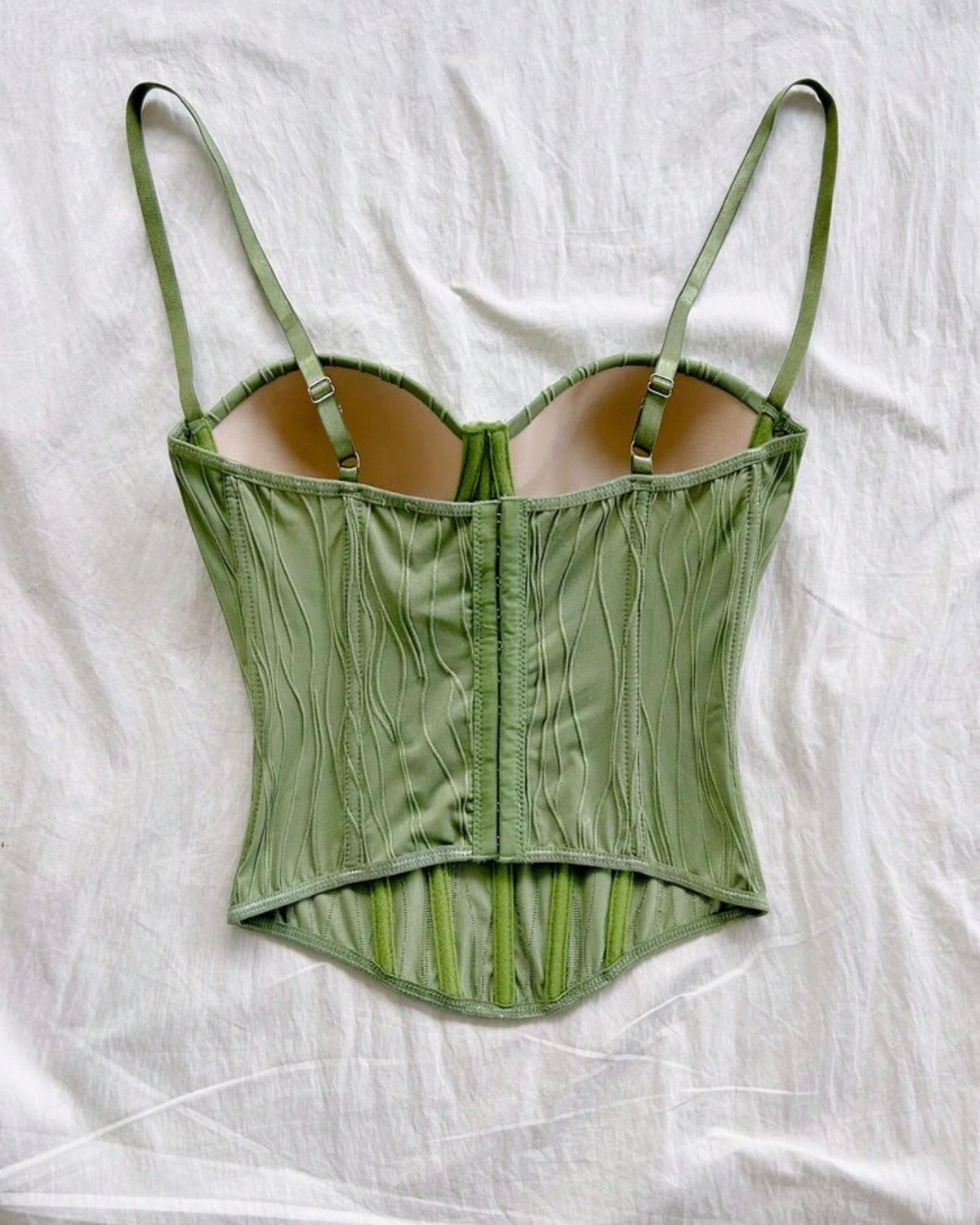 Corset verde de copas