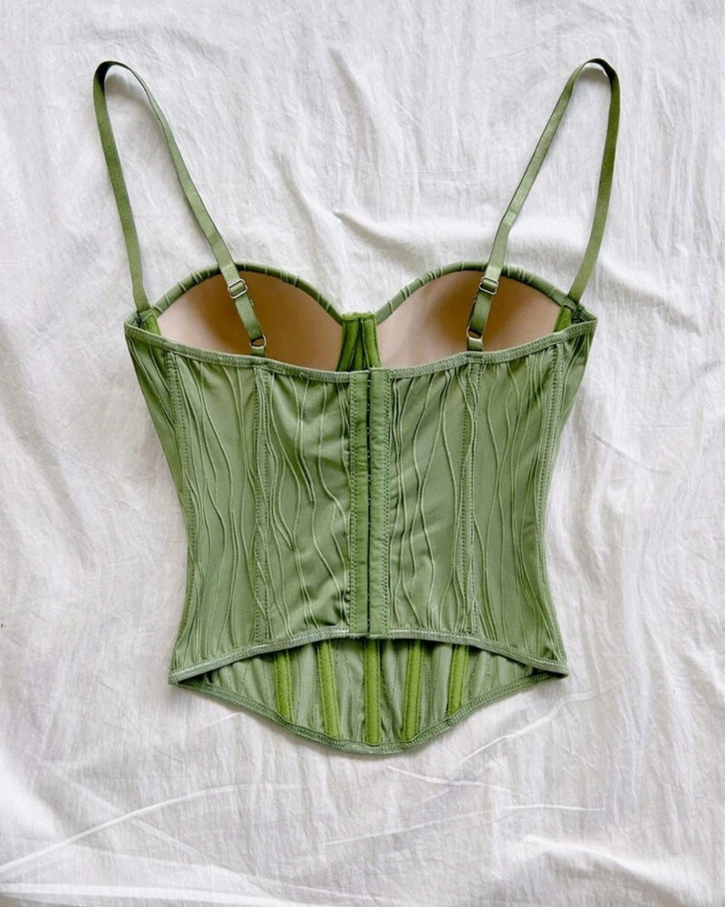 Corset verde de copas