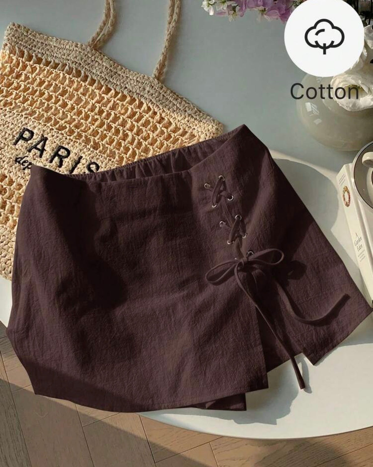 Short enagua café
