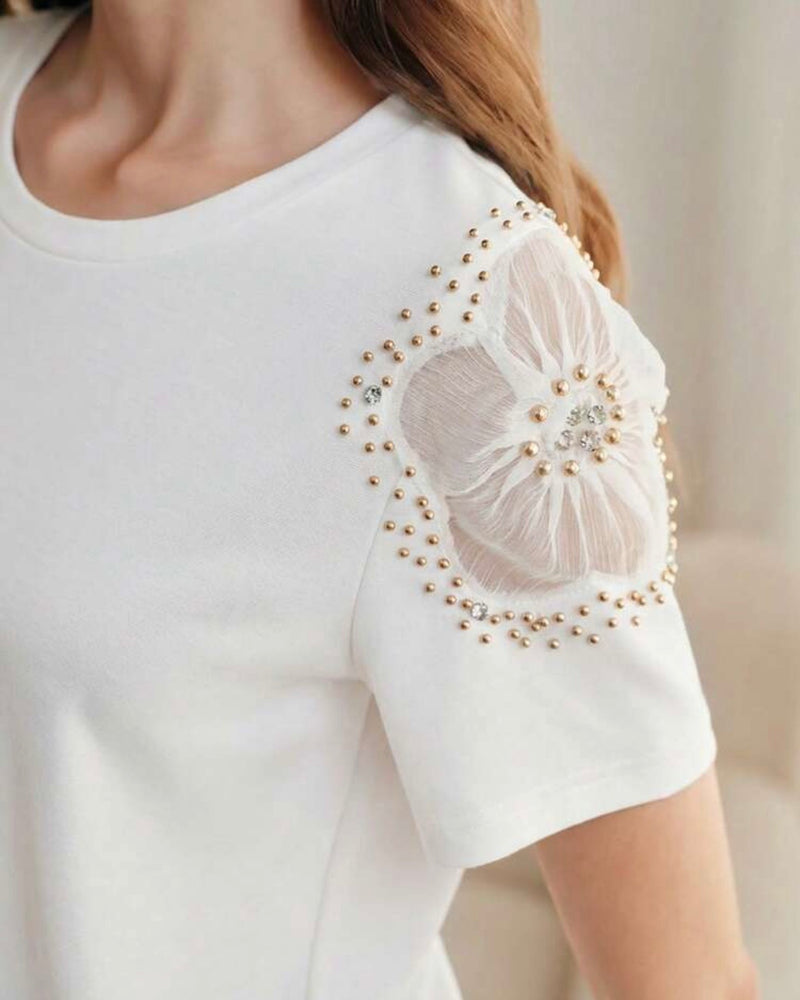 Blusa blanca con detalle en mangas
