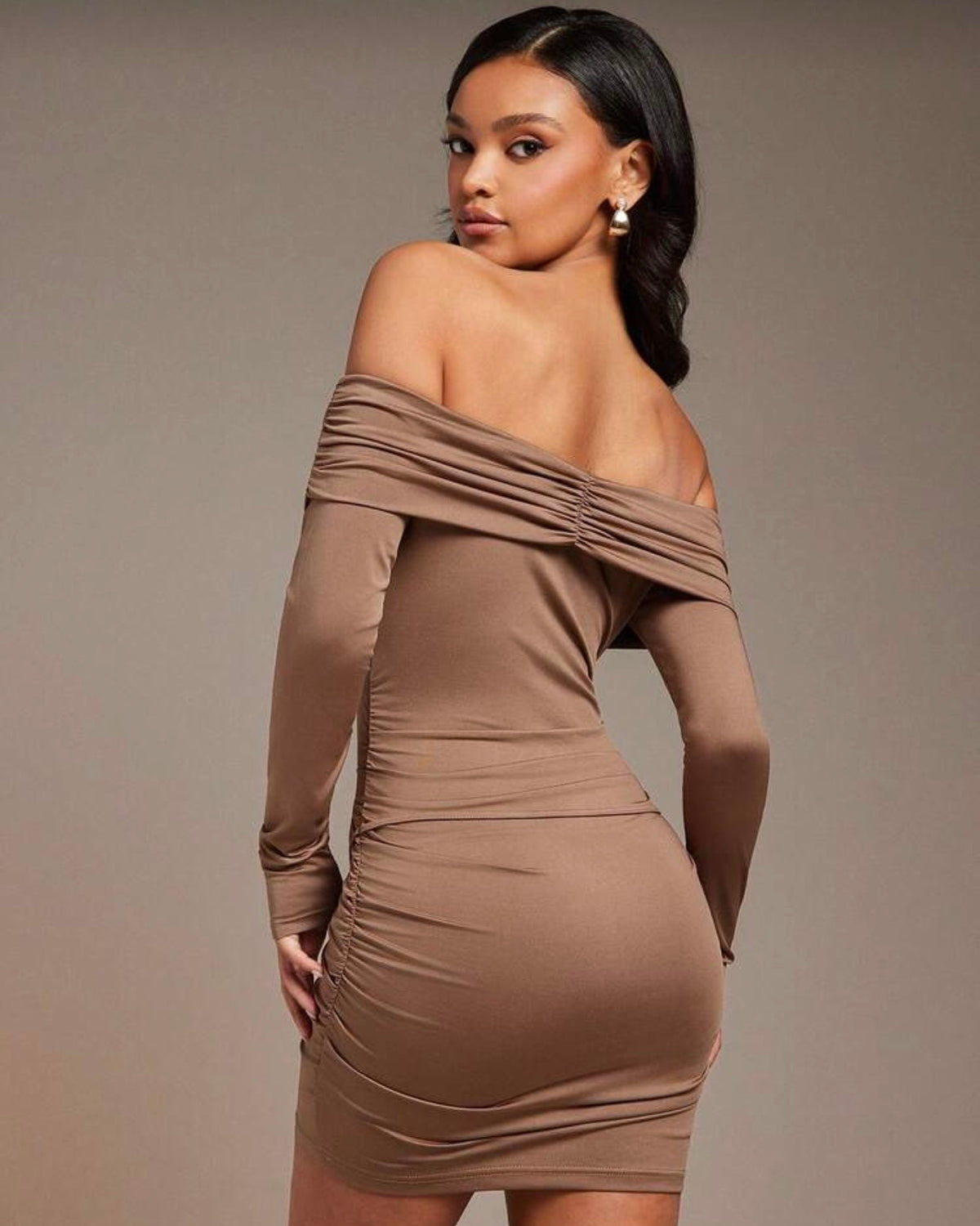 Vestido straple café