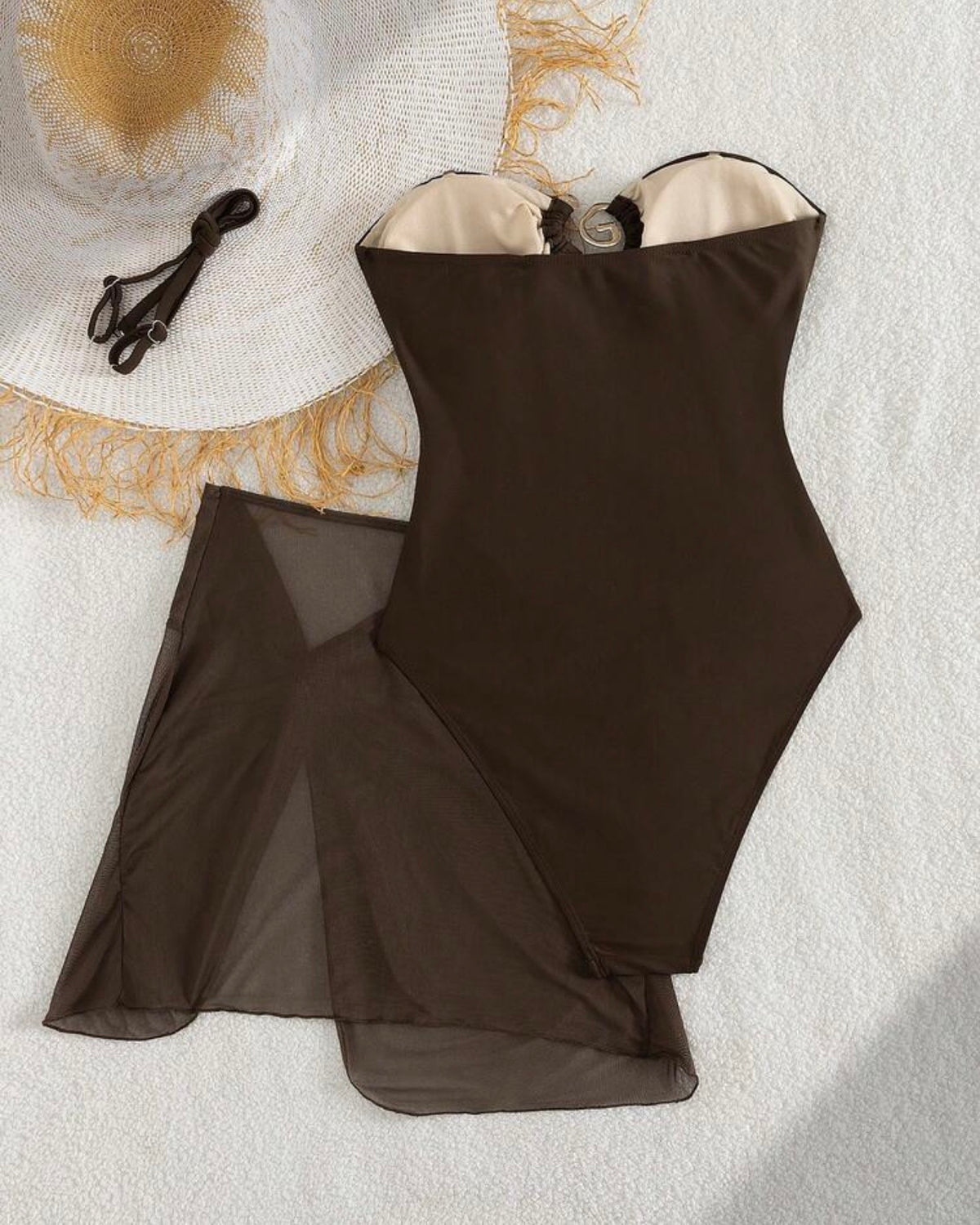 Conjunto traje de baño café