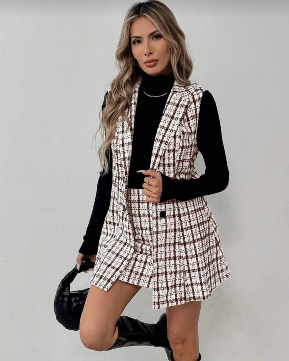 Conjunto de blazer sin mangas