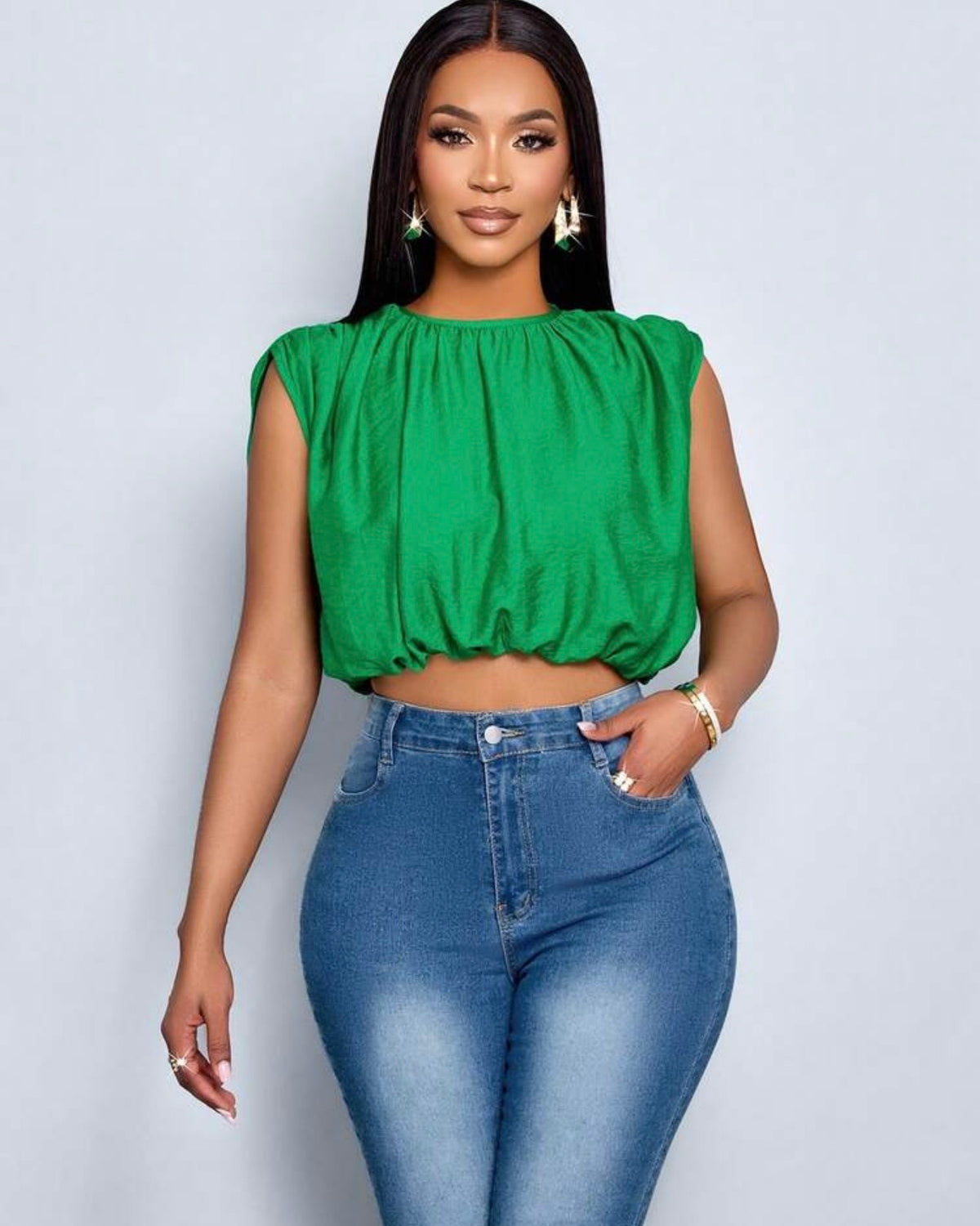 Blusa verde corta