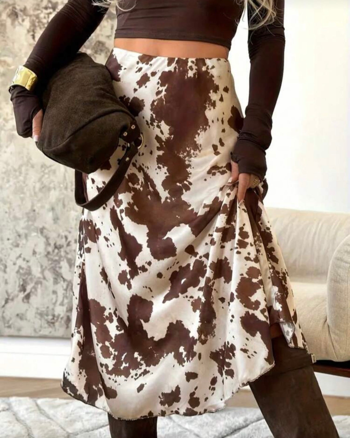 Falda estampado de vaca