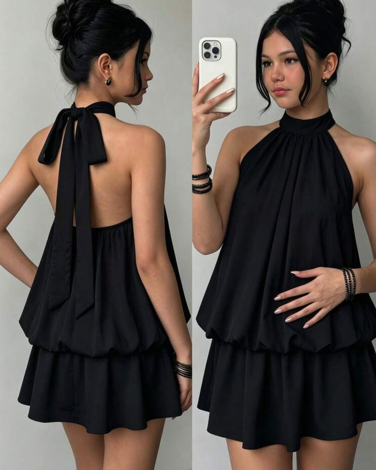 Vestido negro globo