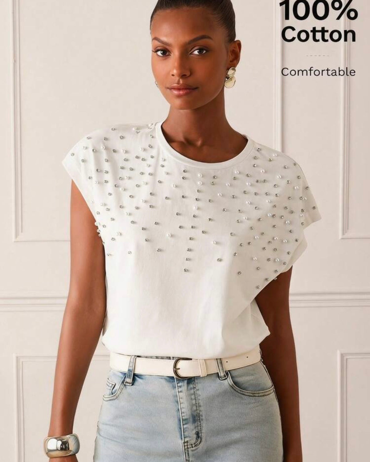 Blusa con perlas arriba