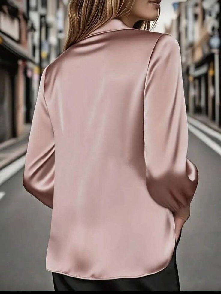 Blusa manga larga satin