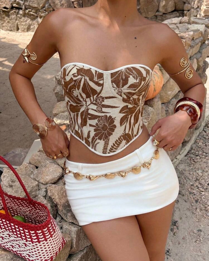 Corset con flores café