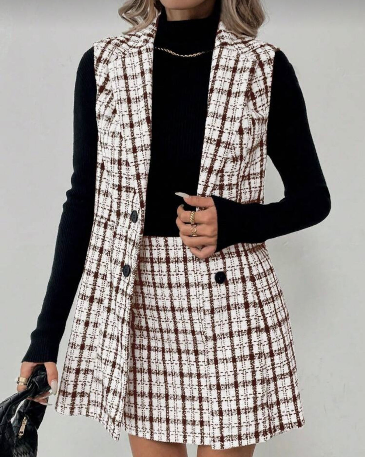 Conjunto de blazer sin mangas