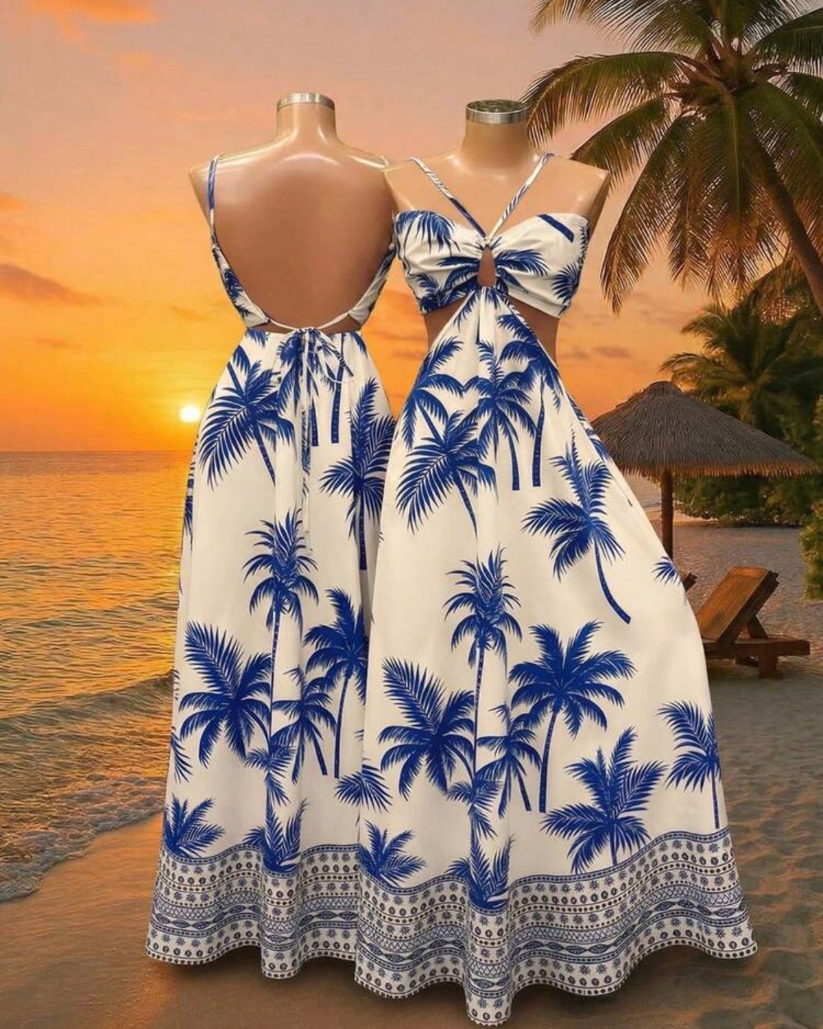 Vestido de palmeras azules