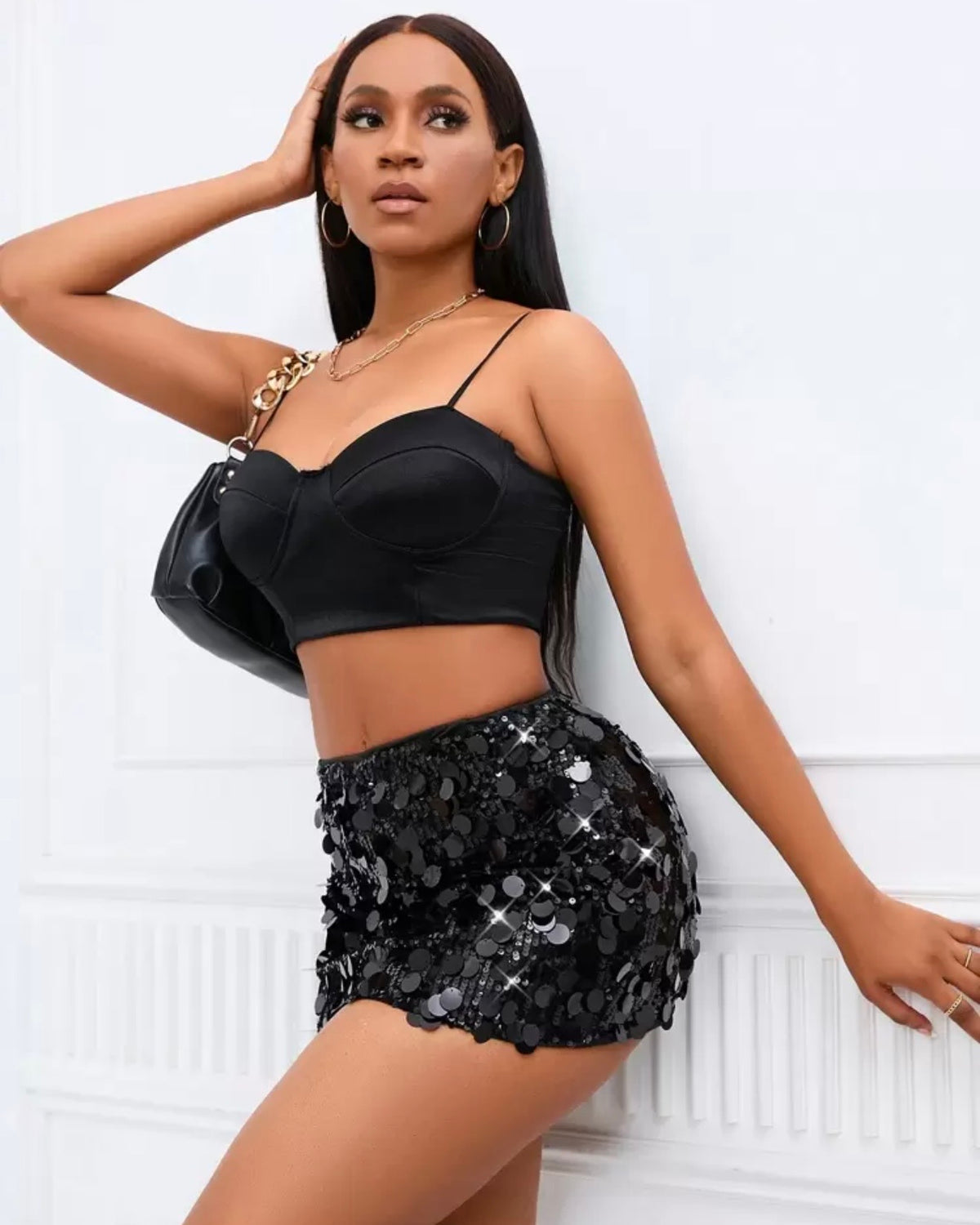 Falda negra de lentejuelas