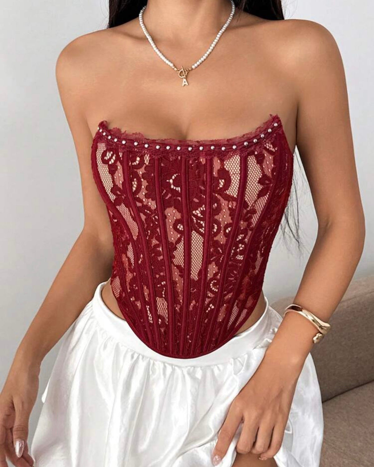 Corset rojo con encaje