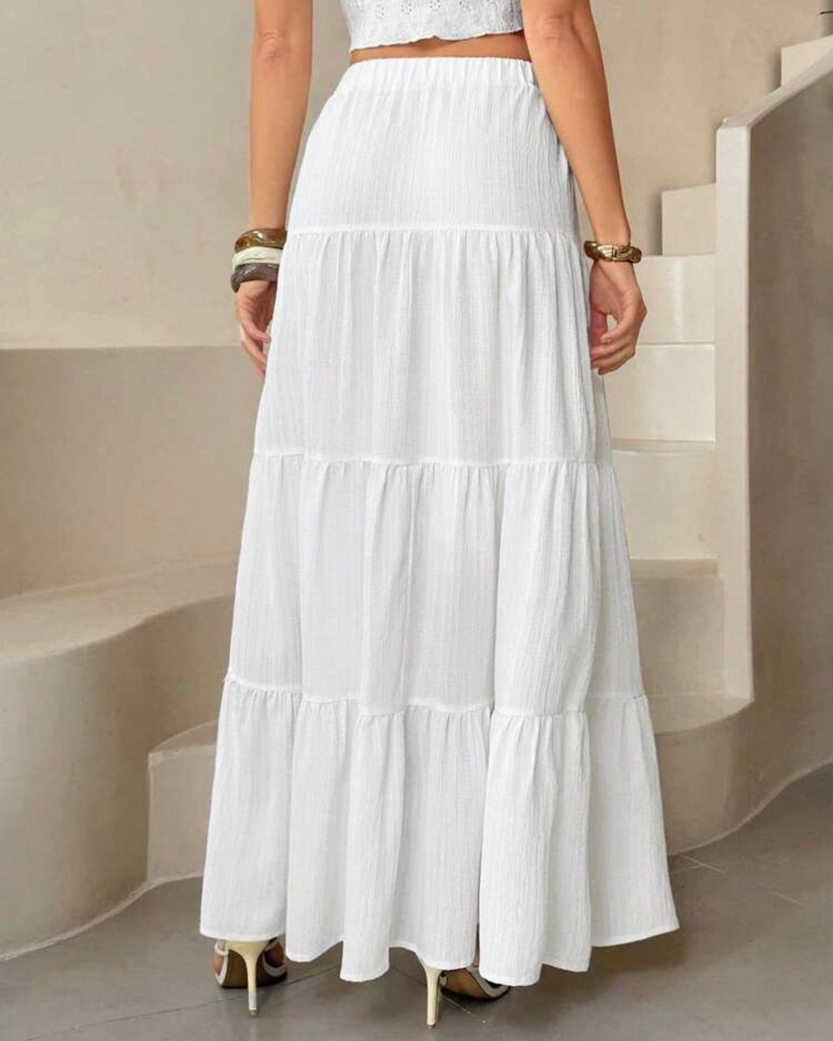 Falda larga blanca