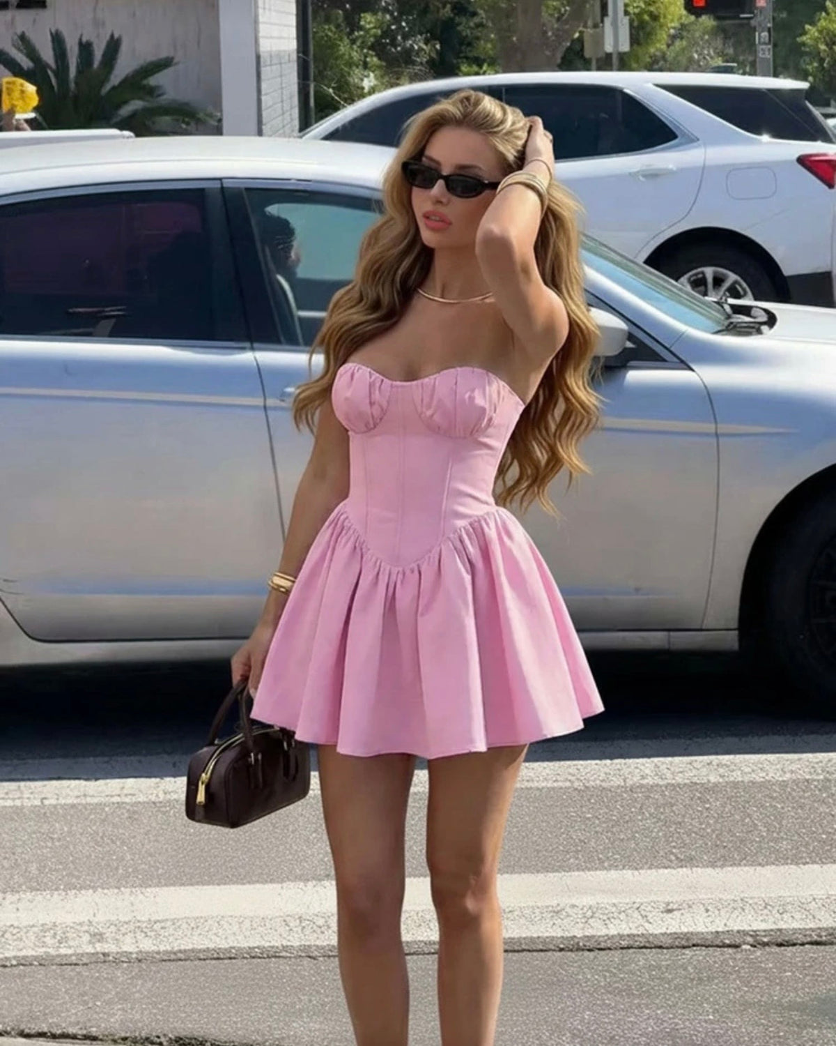 Vestido rosa straple