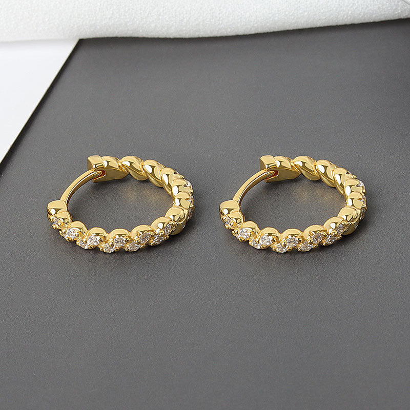 Par de aretes chapado cobre circon oro